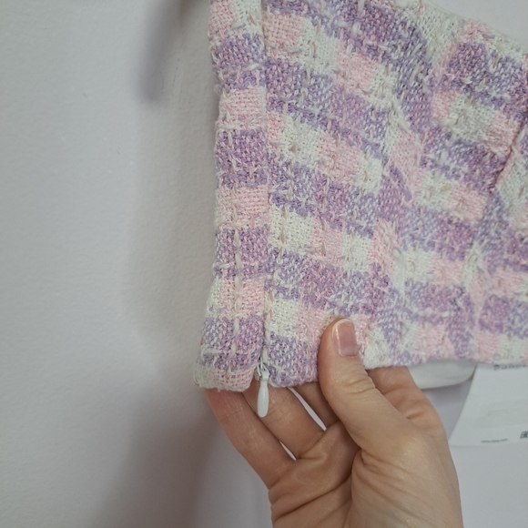 Zara textural plaid corset crop bustier pi k purple medium NWT - Picture 11 of 11